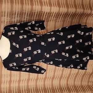 Sugarhill Boutique dress, ModCloth, navy, music antique Victrola, mesh sides, 6